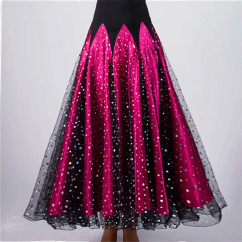 720 Degree Ladies Modern Swing Skirt Waltz Ballroom Dance Practice Long dress women Ballroom Dance Half Skirt Sequin Long dress