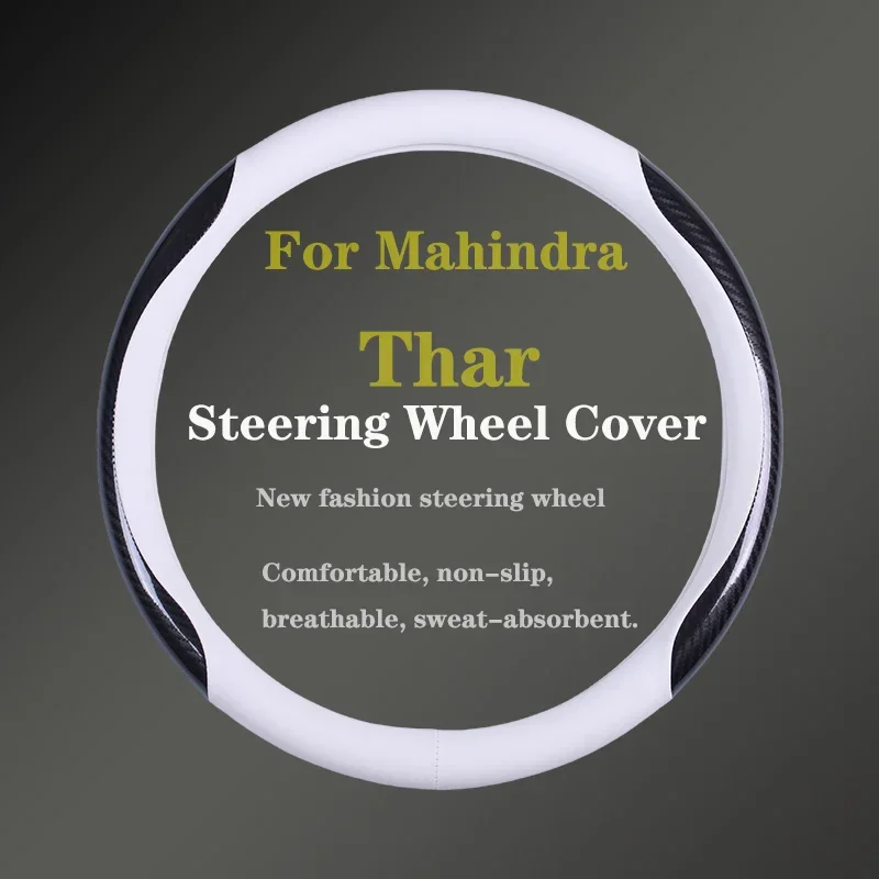 For Mahindra Thar Car Steering Wheel Cover Genuine Leather Carbon Fiber Women Man Summer Winter