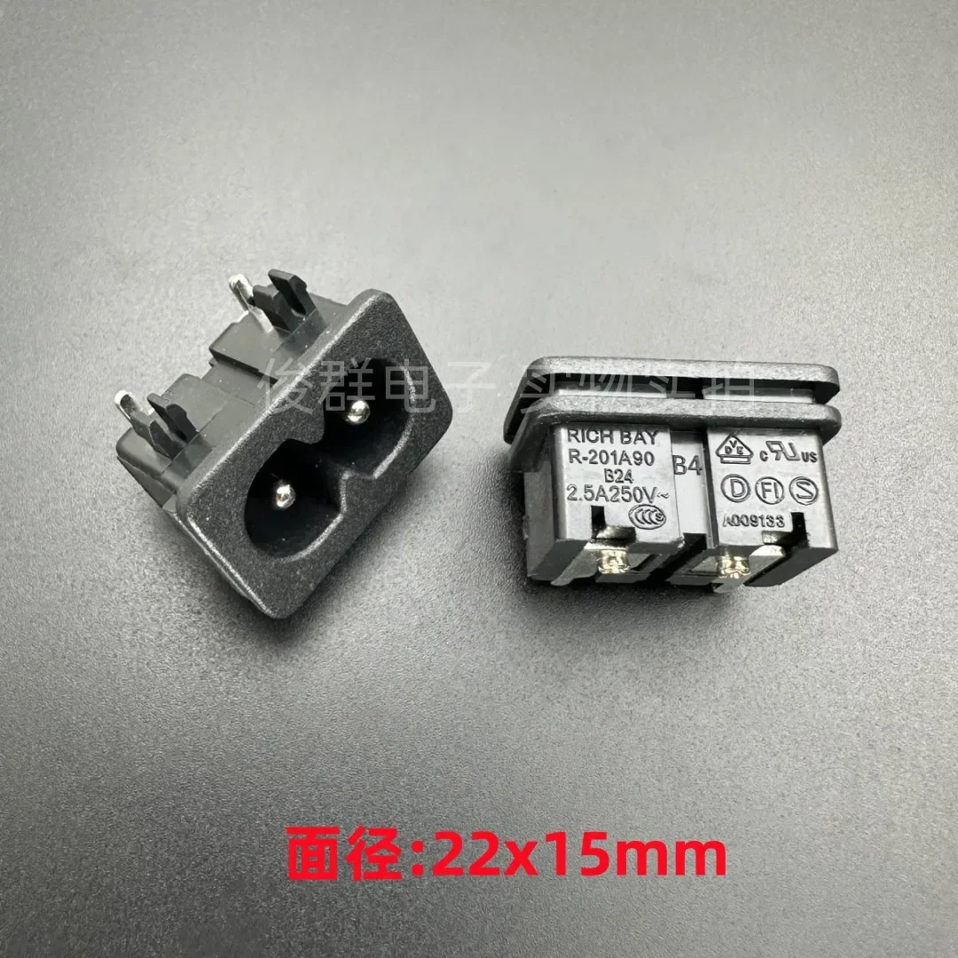10pcs/ R-201A90B24 power socket 8-shaped AC male speaker charging port two-core jack