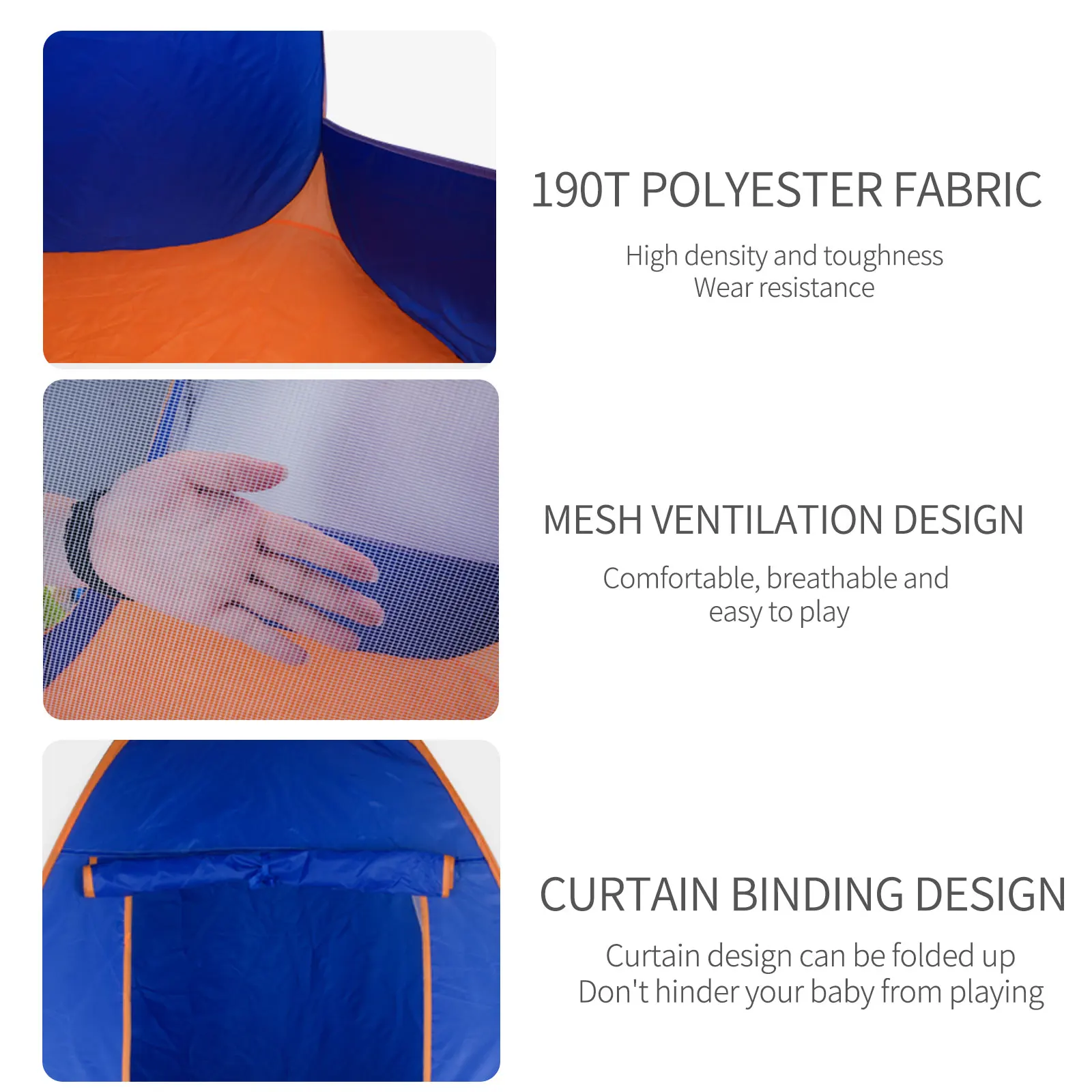 خيمة أزرق للأطفال، منزل صغير داخلي، لعبة منزل كرة أوشن، حمام سباحة للأطفال الأولاد والبنات، خيمة مريحة قابلة للطي مكونة من أربع قطع #6