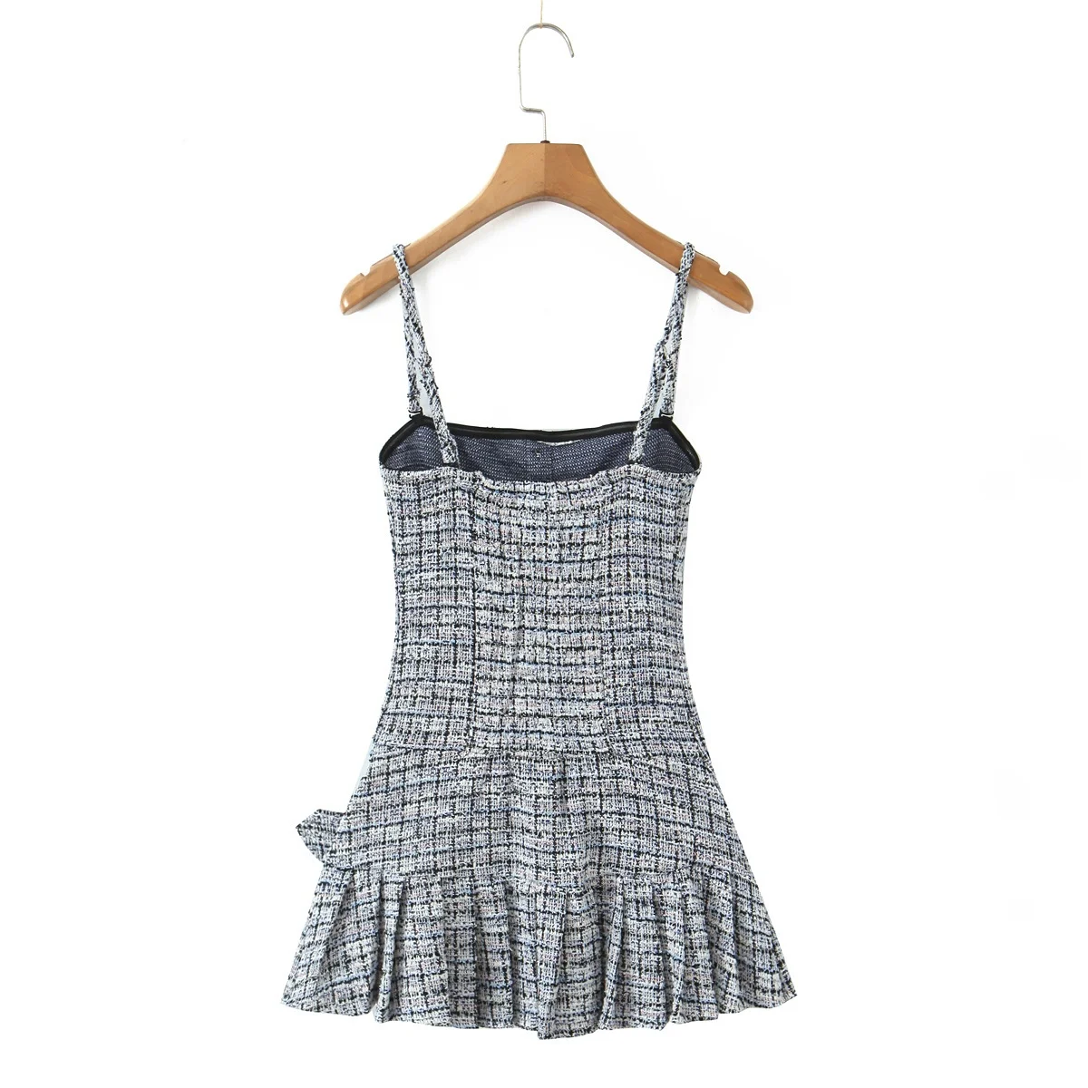 Retro Sle High Waist Knitted Dr with Detachable Waist Bule Sexy Strapl Dr for Women in Autumn New Arrival