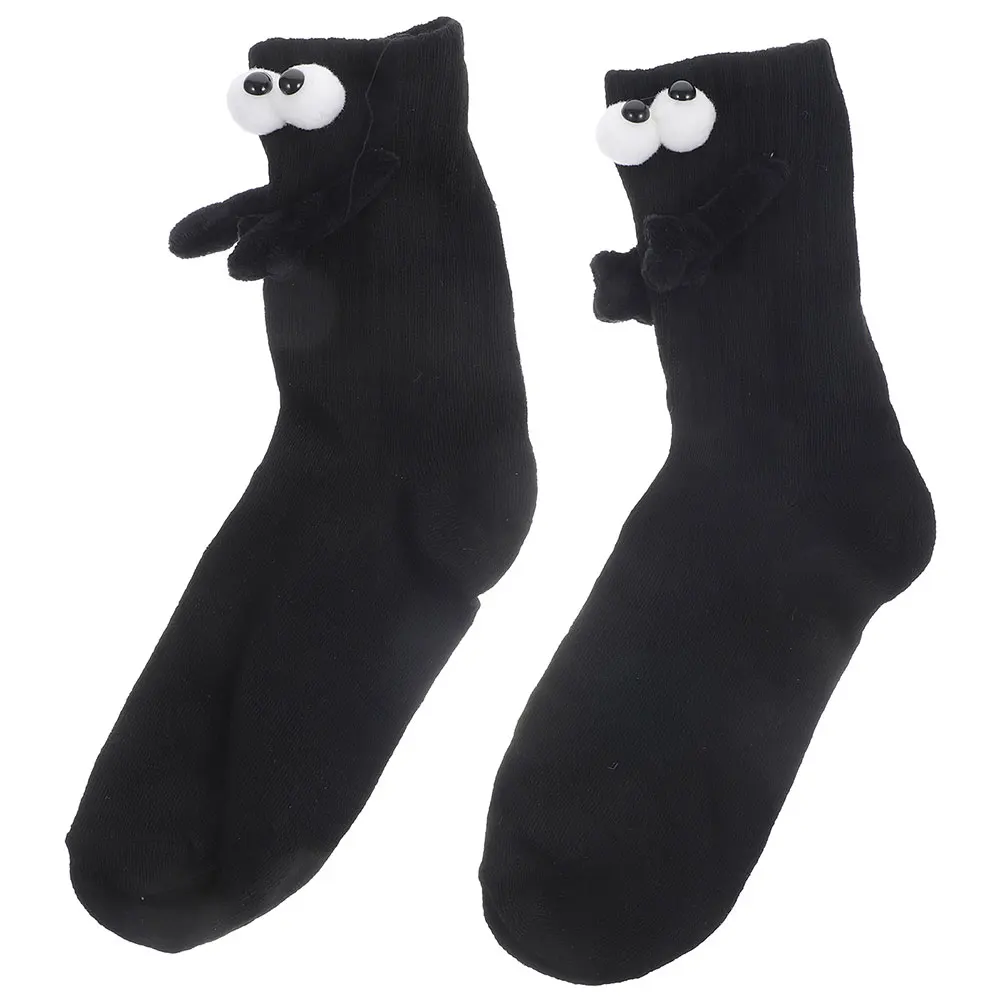 

1 Pair Hand Holding Socks Cute 3D Design Funny Cotton Novelty For Couples Kids Christmas Unisex Partner Socks Funny Gift Black