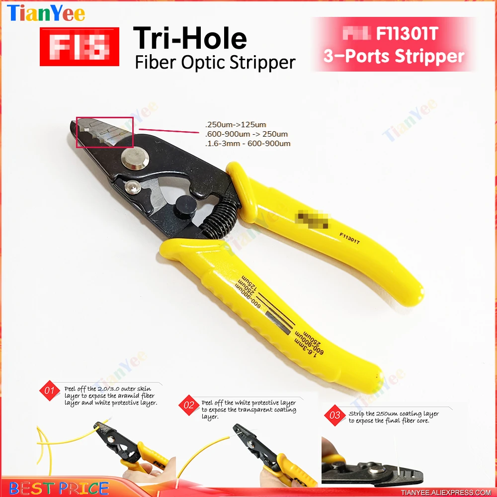 F11301T Miller clamp Fiber stripping pliers F11301T F1S Tri-Hole Fiber Optic Stripper Miller Wire FS cutter fast shipping