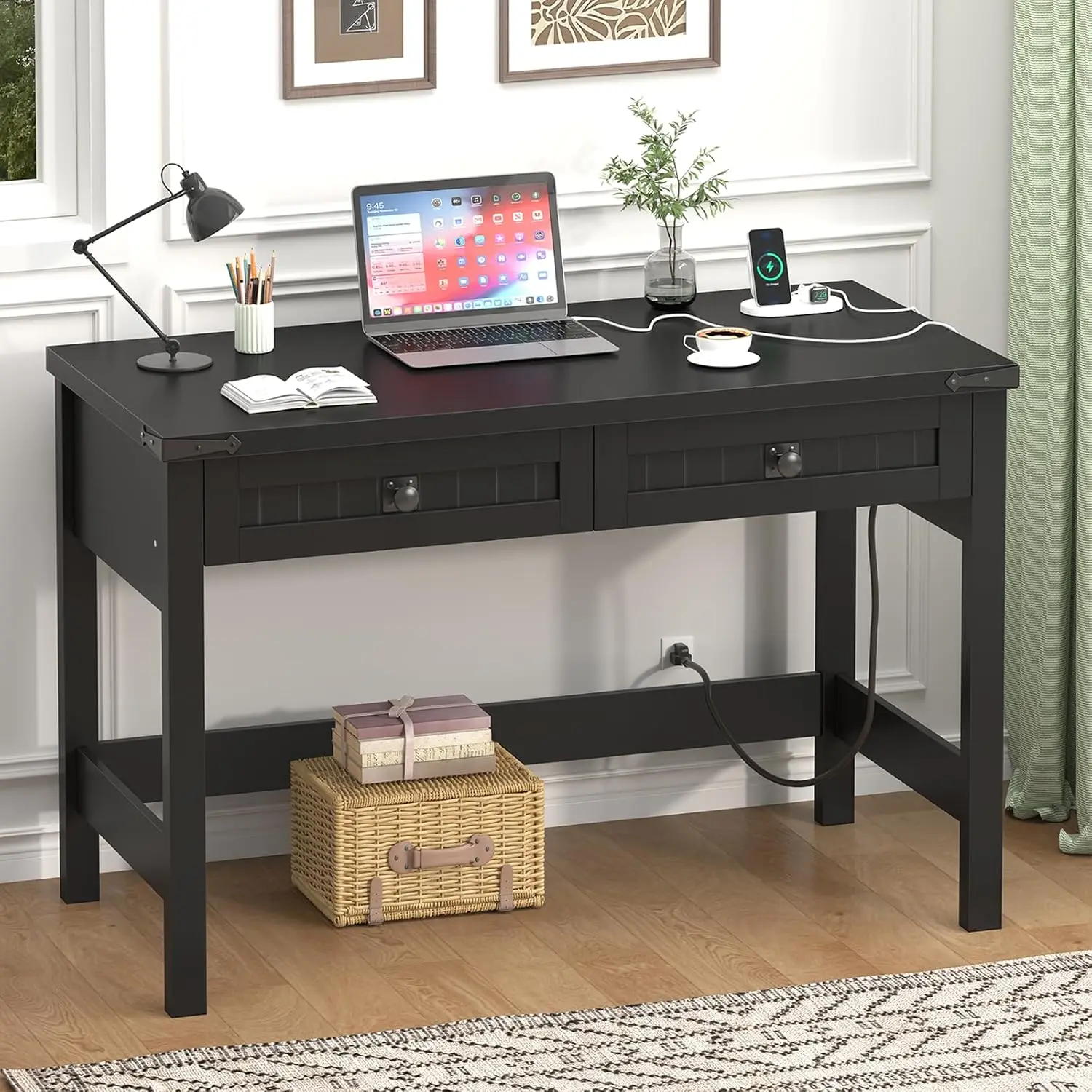 39 Inch Farmhouse Computer Desk With Drawers For Bedroom Home Office, Customized