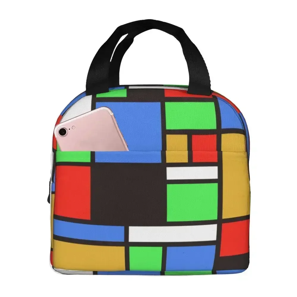 Rubiks Cube Insulated Lunch Bag for Work School Portable Food Cooler Thermal Geometric Math Magic Lunch Box Women Men