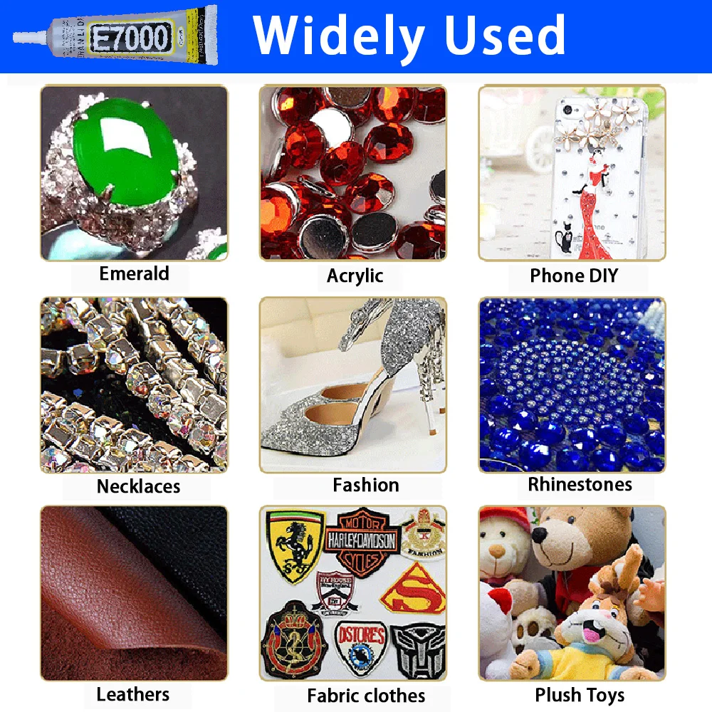 50/110ML E7000 Clear Glue Fabric Textile Clothes Logo Patch Jewelry Dym Craft Leather Crystal Rhinestone Phone Epoxy Adhesive