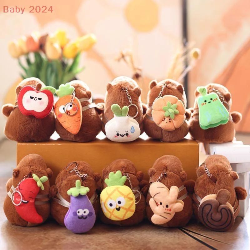 Fruit Capybara pluche sleutelhanger cartoon knuffeldier pop sleutelhanger tas hanger rugzak hangend cadeau
