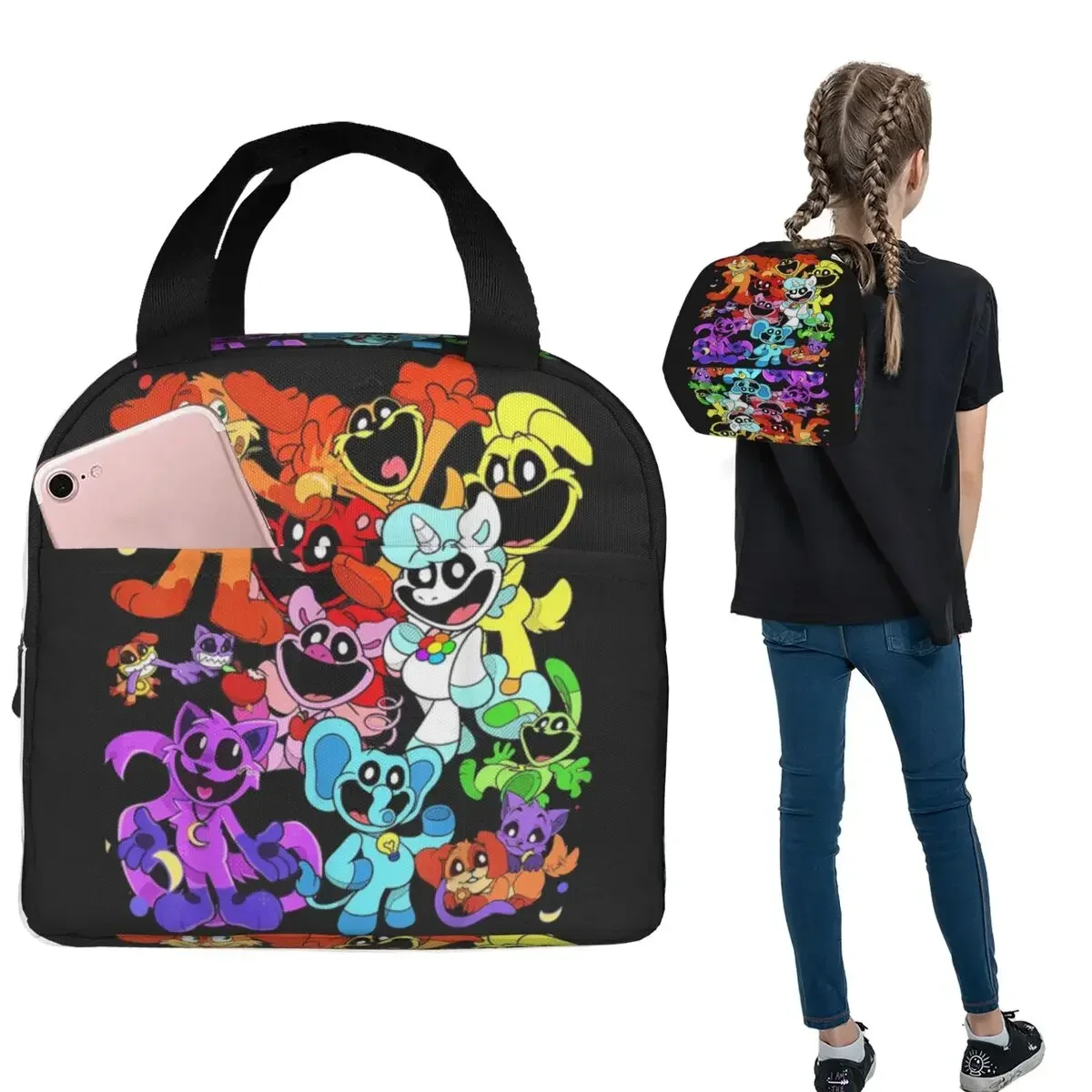 Smiling Critters Animals Insulated Lunch Bag for Women Children Portable Food Boxes Thermal Lunch Box Tote
