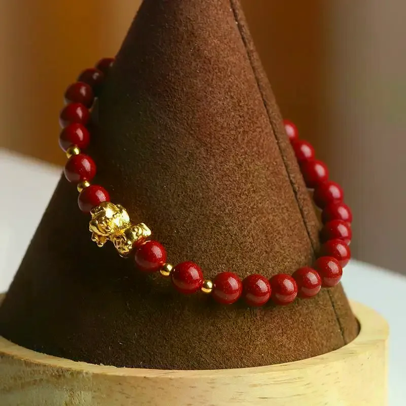 Fengshui Pixiu Bracelet Natural Cinnabar Beads Bracelets For Women Men