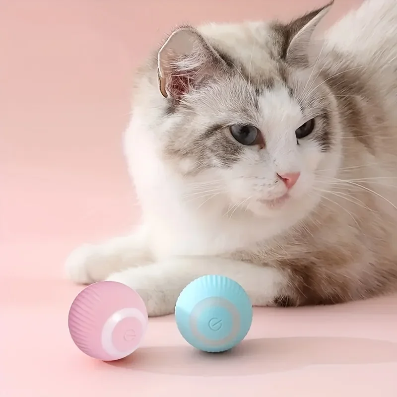 Interactive Cat Toy Ball 4.3cm Mini Size Smart Motion Activated Cat Ball Built In LED Light Automatic Obstacle Avoidance Teasing Toy For Indoor Cats