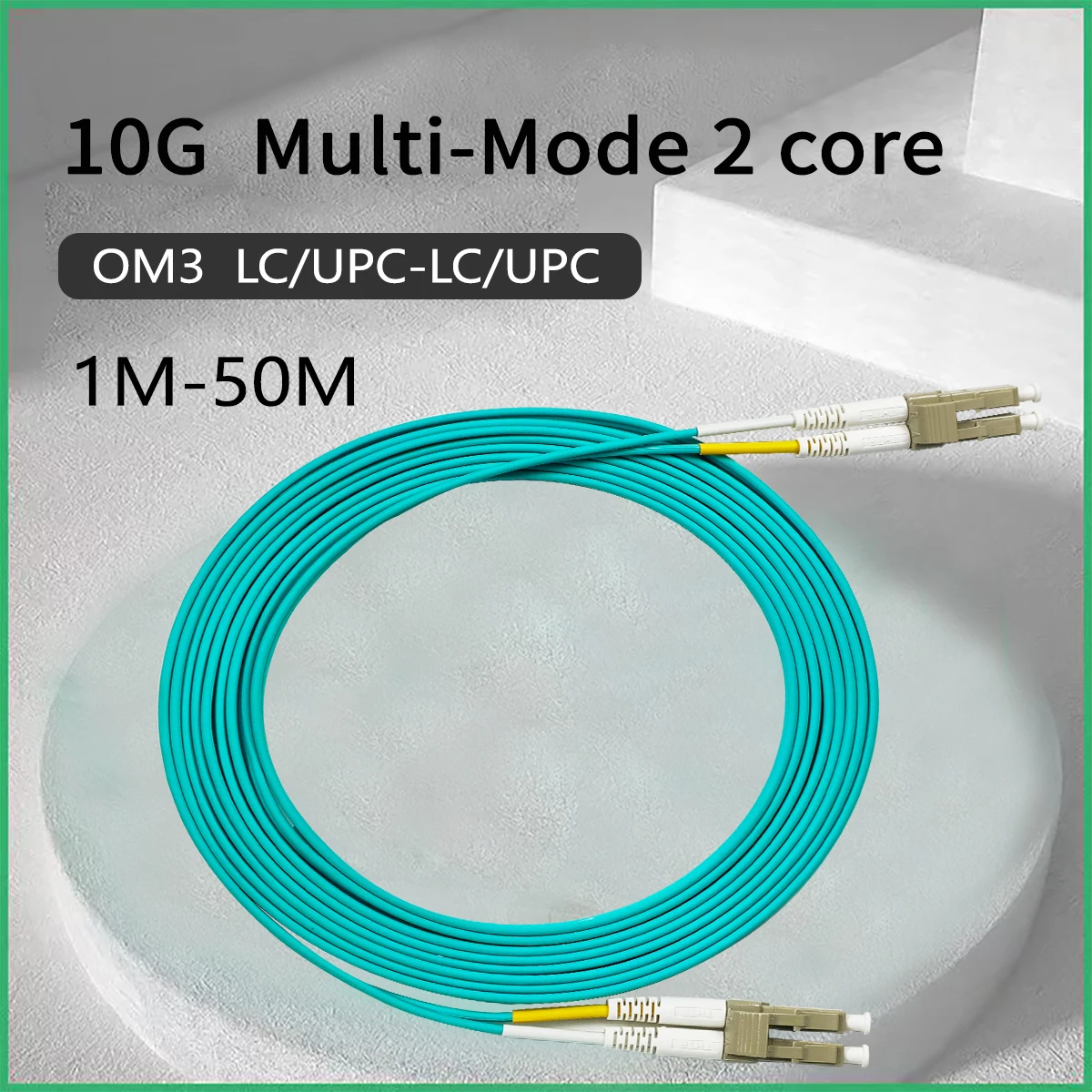 

Оптический кабель OM3 1м/1.5м/2м/3м/5м/10м-50м, 2.0мм, 10G, многомодовый, двухжильный, LC/UPC-LC-UPC