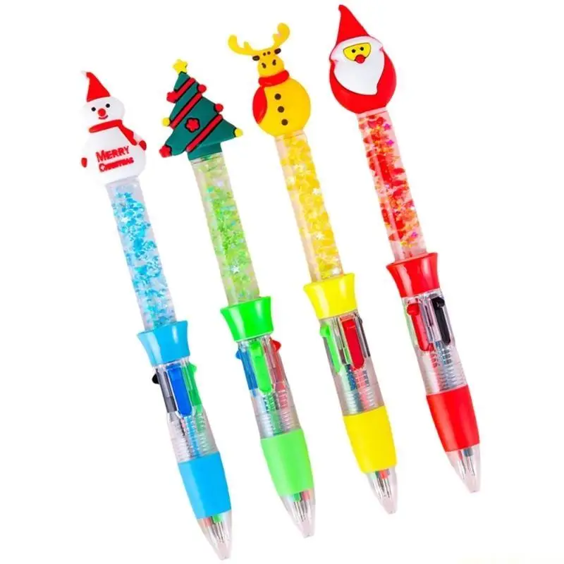 Multicolored Pen 4Pcs 0.5MM Pen Tip Smooth to Write 4 Color-in-1 for Student Artist Writing Christmas Stocking Fillers