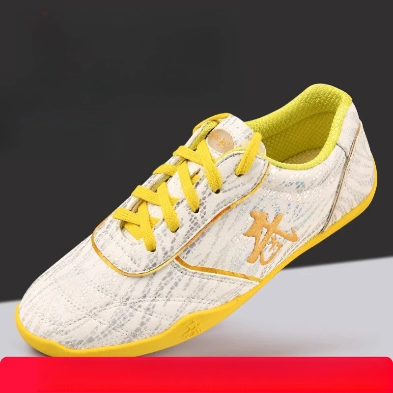 Kung Fu Shoes for Martial Arts Thin Sole Lightweight Flexible Stripe Pattern Bright Colors Non Slip Wushu Shoes for Men Women
