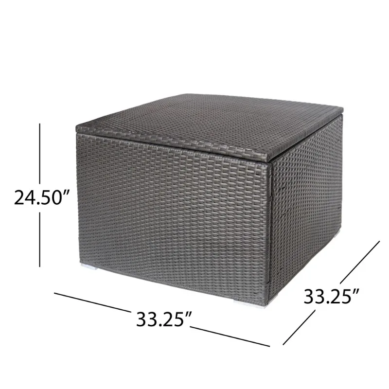 Dark Gray Rattan Outdoor Storage Box with Lid Waterproof Patio Cushion Organizer Multifunctional Garden Storage Chest Furniture