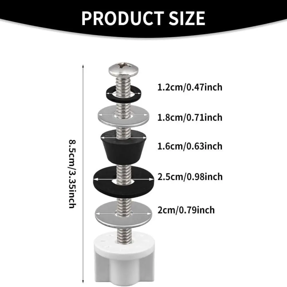 طقم مسامير لخزان المرحاض شديد التحمل مكون من قطعتين من الفولاذ المقاوم للصدأ ومثبتات مقعد المرحاض طويلة جدًا مقاومة للماء #6