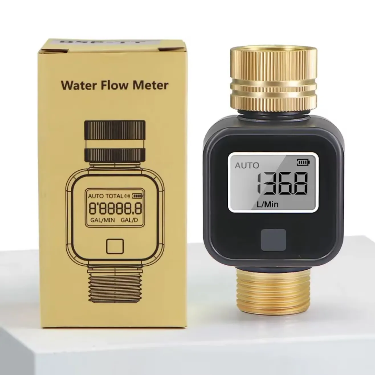 Water Flow Meter LCD Large Screen Water Volume Visual Meter Multi-function Electronic Sensor