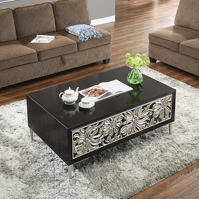 

Light luxury coffee table TV cabinet combination solid wood living room storage low cabinet multi-functional tea table
