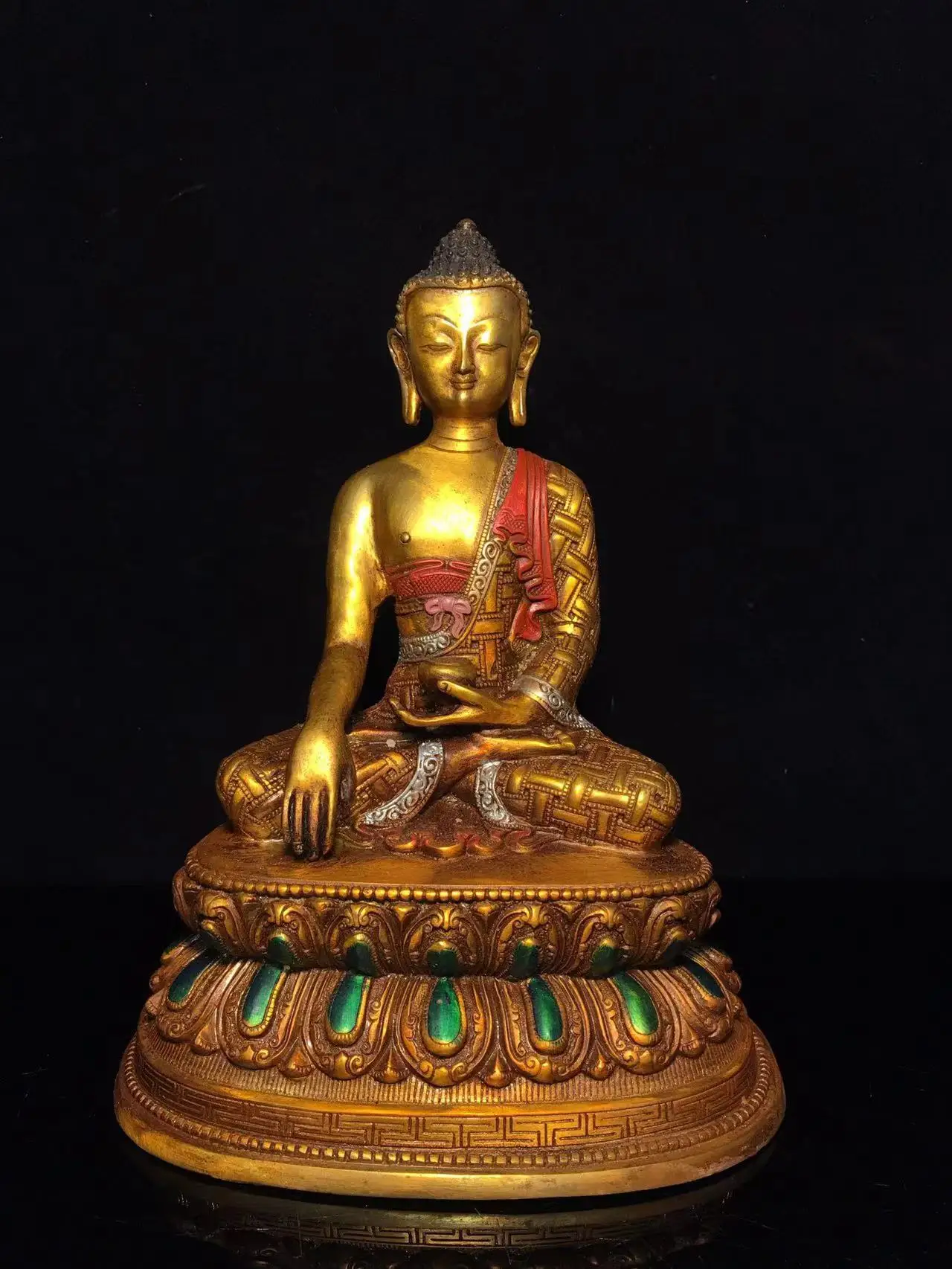 Rare  old copper Hand-painted Gautama buddha statue,Free shipping