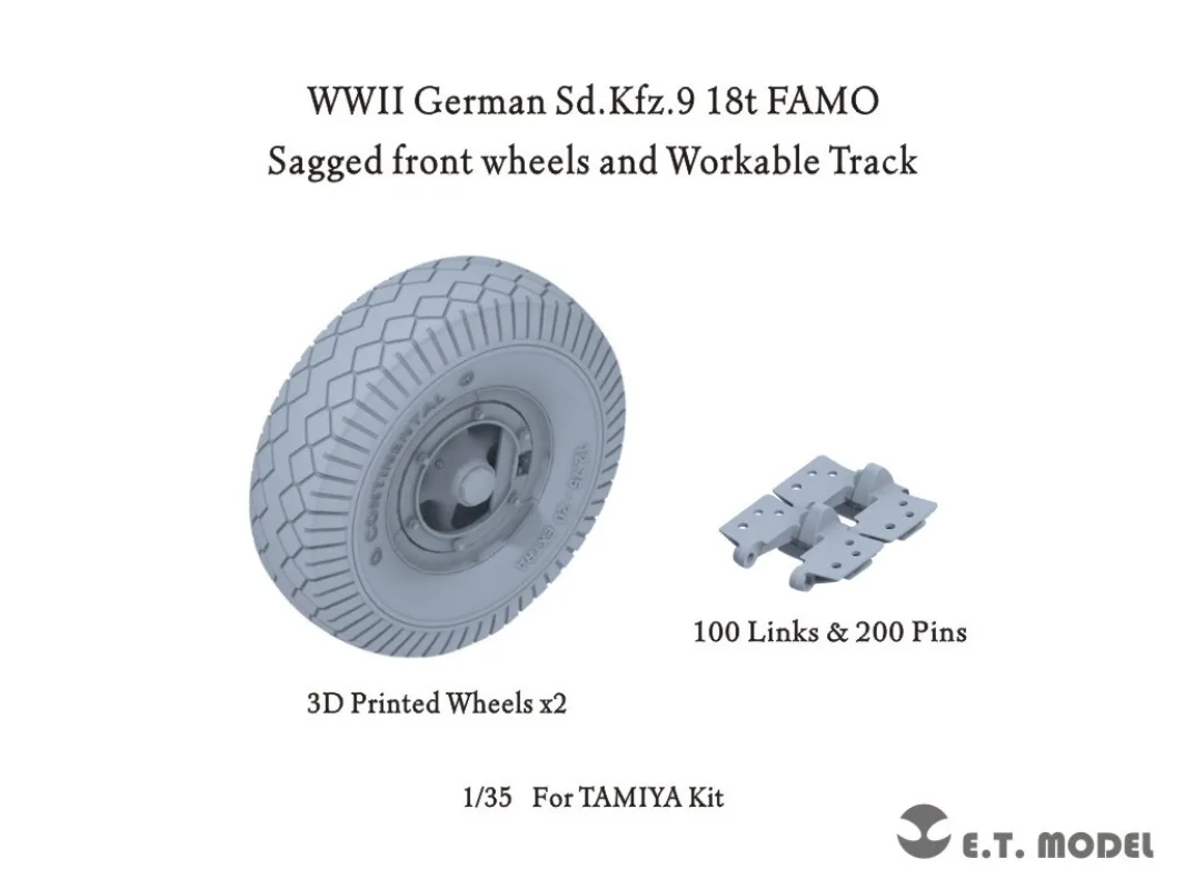 ETmodel 1/35WWII German Sd.Kfz.9 18t FAMO Sagged front wheels and Workable Track