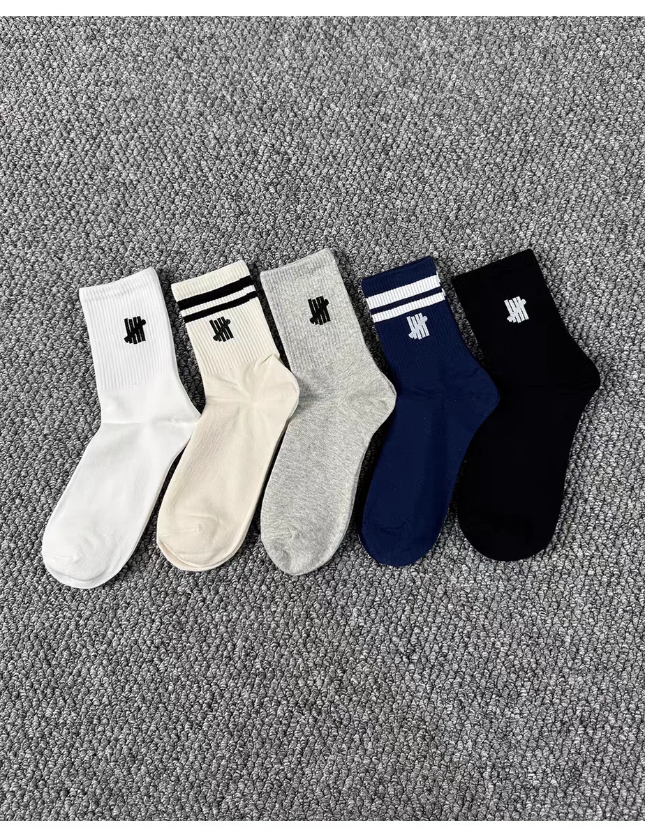 5ストライプ UND オールシーズン メンズ＆レディース ミッドカーフ 無地 多用途 コットン カレッジスタイル 通気性と吸汗性