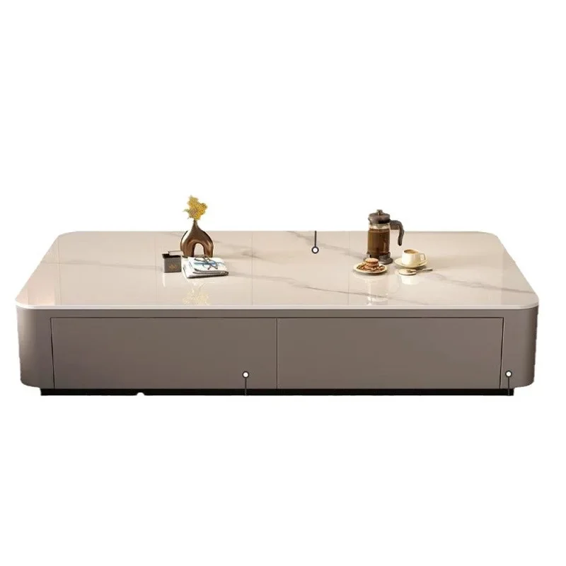 

With 2024 new high-end light luxury Internet celebrity rectangular rock plate coffee table