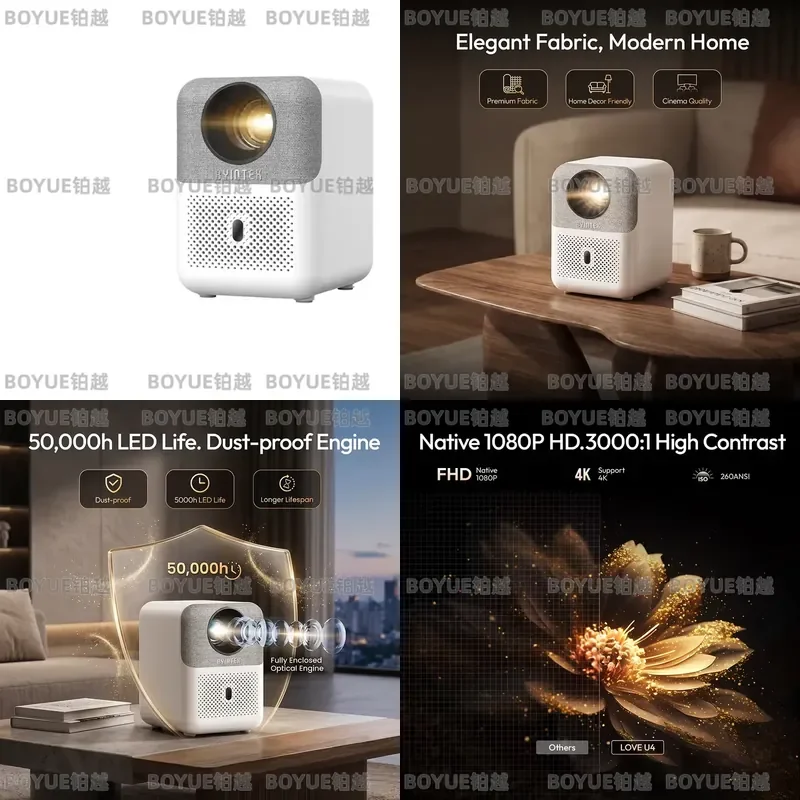Smart Mini Projector 4K 1080P Home Theater Android WiFi Portable Video Beamer for Smartphone Cinema Outdoor Movie Night