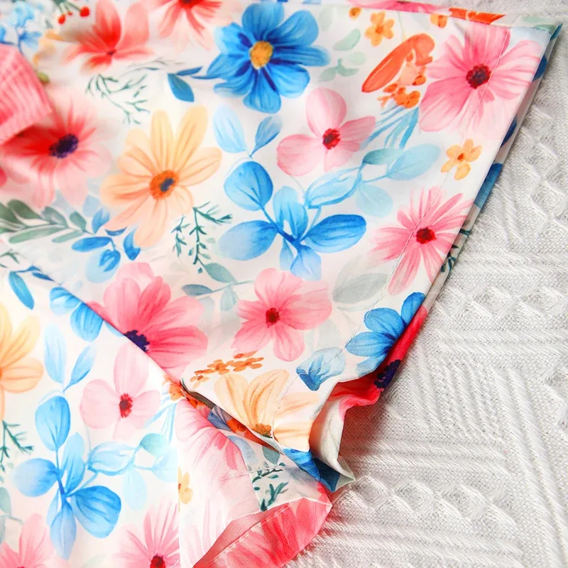 2025 Summer Girls Set Off Shoulder Top Printed Casual Pants Outdoor Beach Suit Sweet Casual Children's Clothing Two-Piece Set