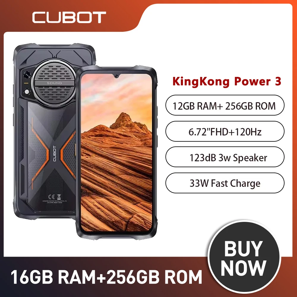 Cubot KingKong Power 3 Rugged Smartphone Android 14 123dB Speaker Helio G99 6.72