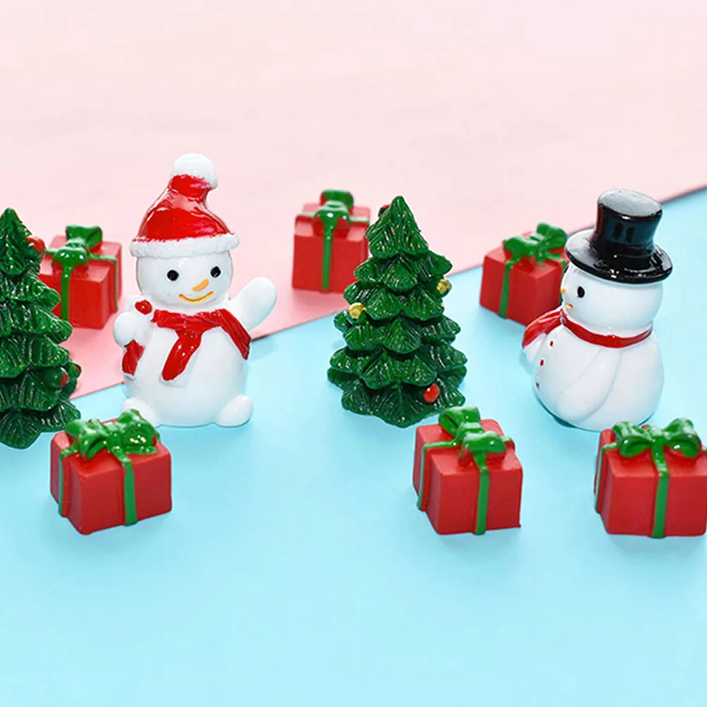 

40pcs Mini Craft Resin Christmas Decorations Figurines for Holiday Home Mantel Table Office Party Miniature Snowman Statues