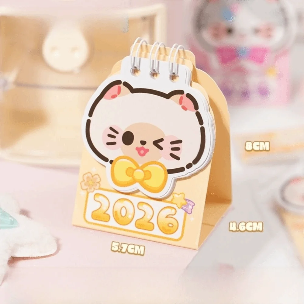 

Cute Mini 2026 Desk Calendar Cartoon Cat Schedule Mark Coil Calendar Portable Daily Planner Desktop Ornaments