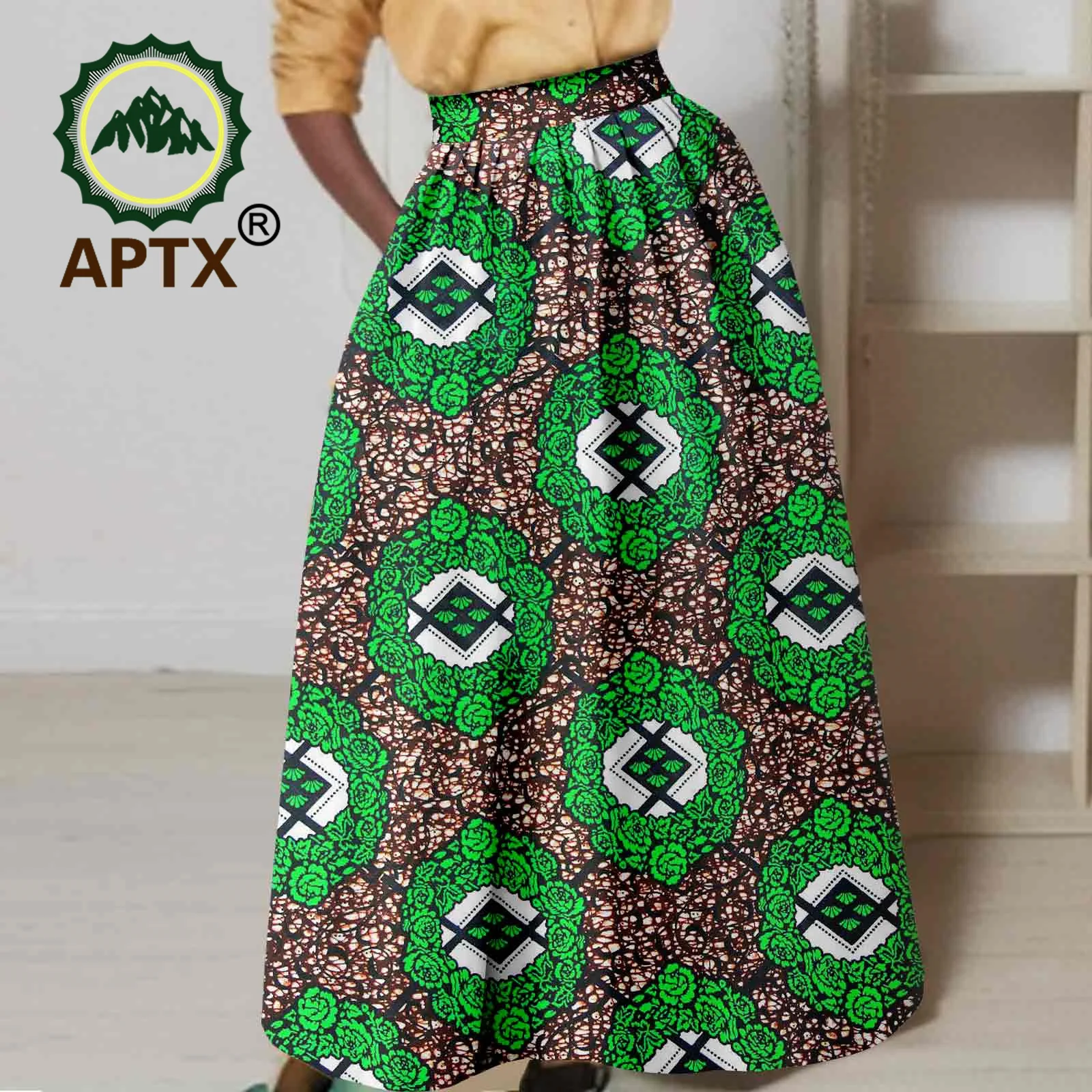 African Women\'s Summer Fashion Long Skirt Ankara Print High Waist Ankle Length Loose Skirts with Pockets Dashiki Casual