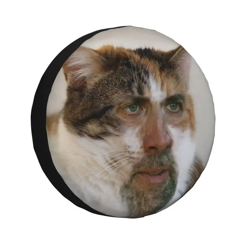 

Custom Nicholas Cage Cat Meme Spare Wheel Tire Cover for Mitsubishi Pajero Jeep SUV Trailer Vehicle Accessories 14" 15" 16" 17"