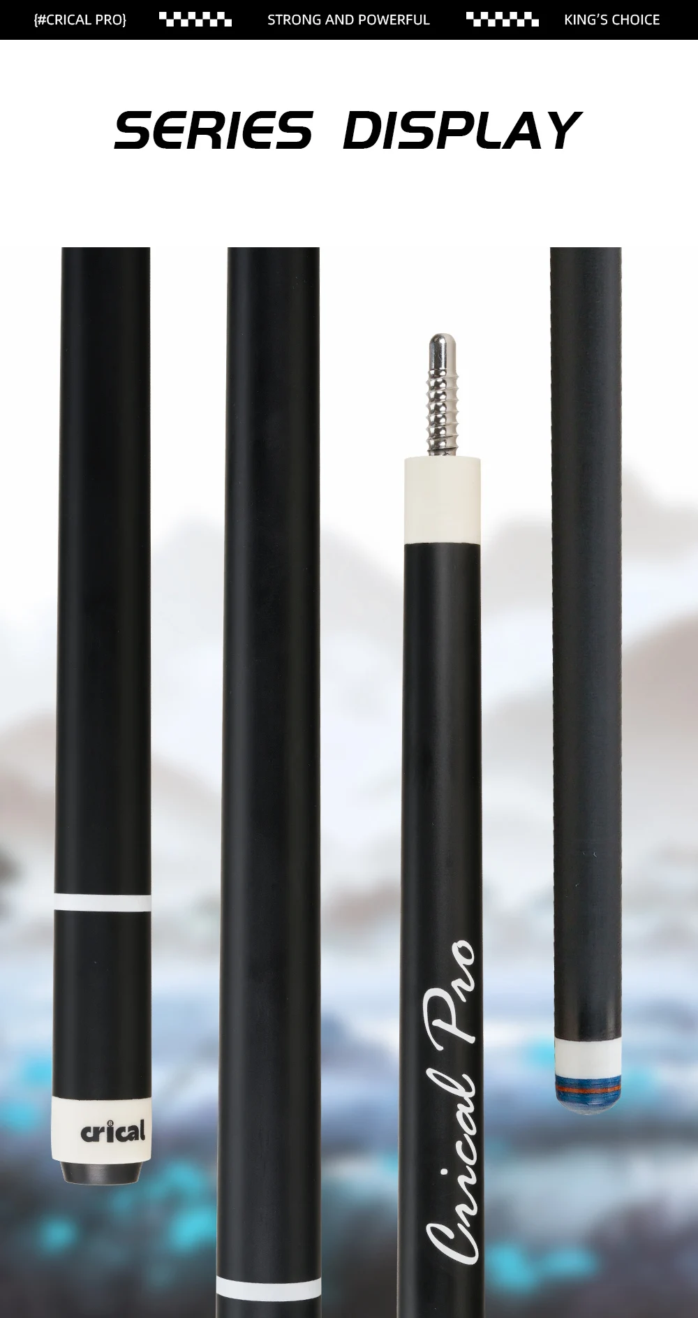 CRICAL Pro Billardqueue aus Carbonfaser, geringe Abweichung, 12,5 mm Saphirspitze, 3/8x8 Stahlverbindung, mattierter Griff, XTC, 58 Zoll, 19-20 Unzen – Detail 10
