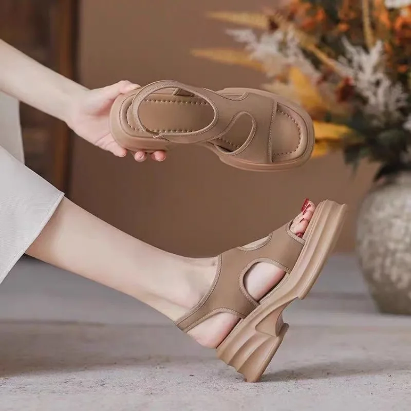 

Platform Sports Sandals Women Shoes New Summer Soft-soled Slip-on Roman Beach Shoes for Women Open-toe Thick Heel Non-slip Shoes