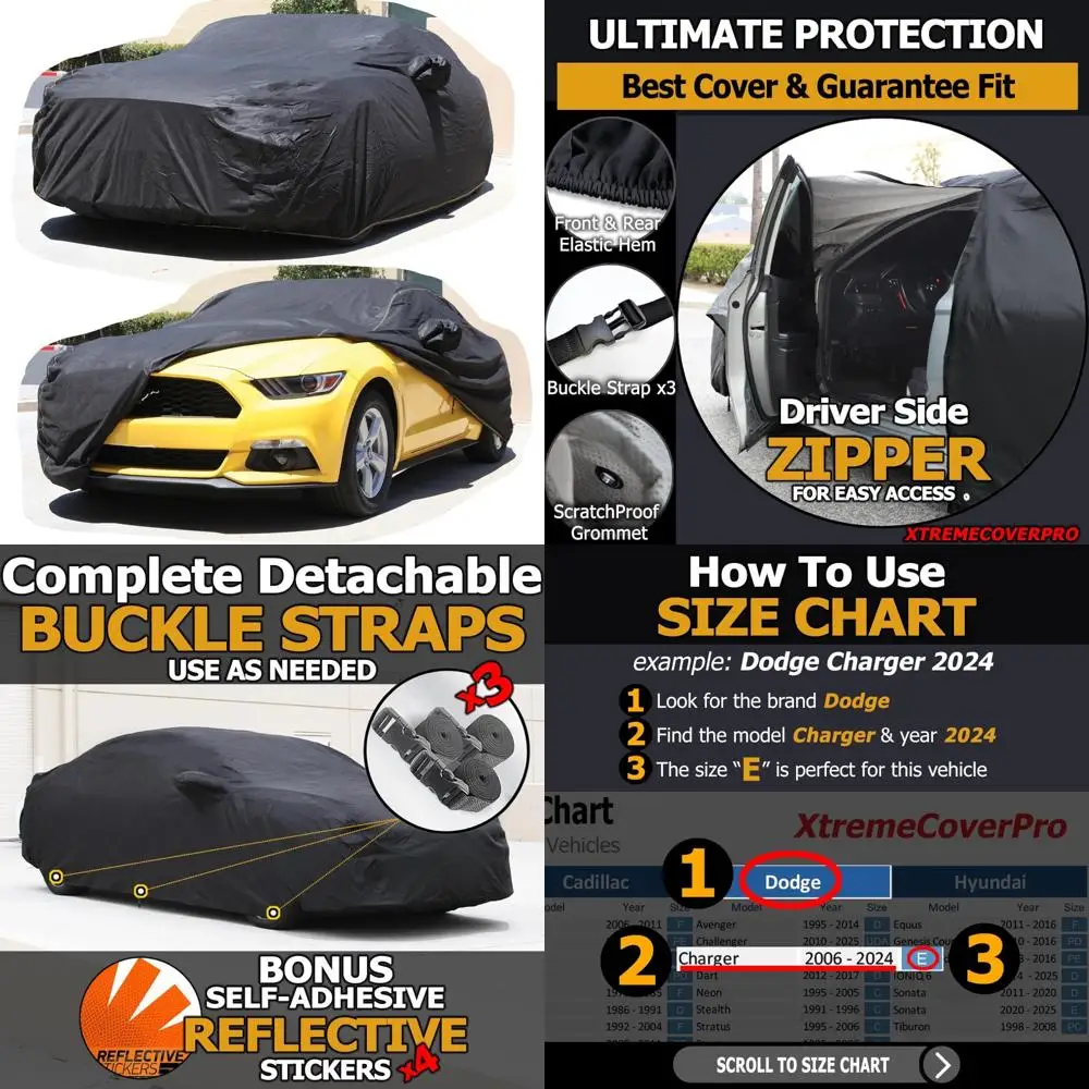 

All-Weather Car Cover for Protection Against Rain, Snow, UV Rays, Dust - Suitable for Sedans and Sports Cars