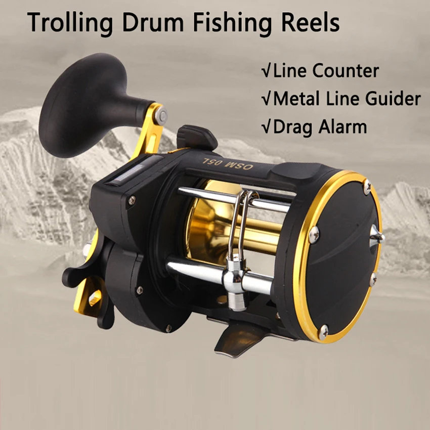 

Trolling Fishing Reels Drum Wheel With Line Counter Alarm Upgrade Metal Reel For Sea Fishing Boat Fishing Iron Board