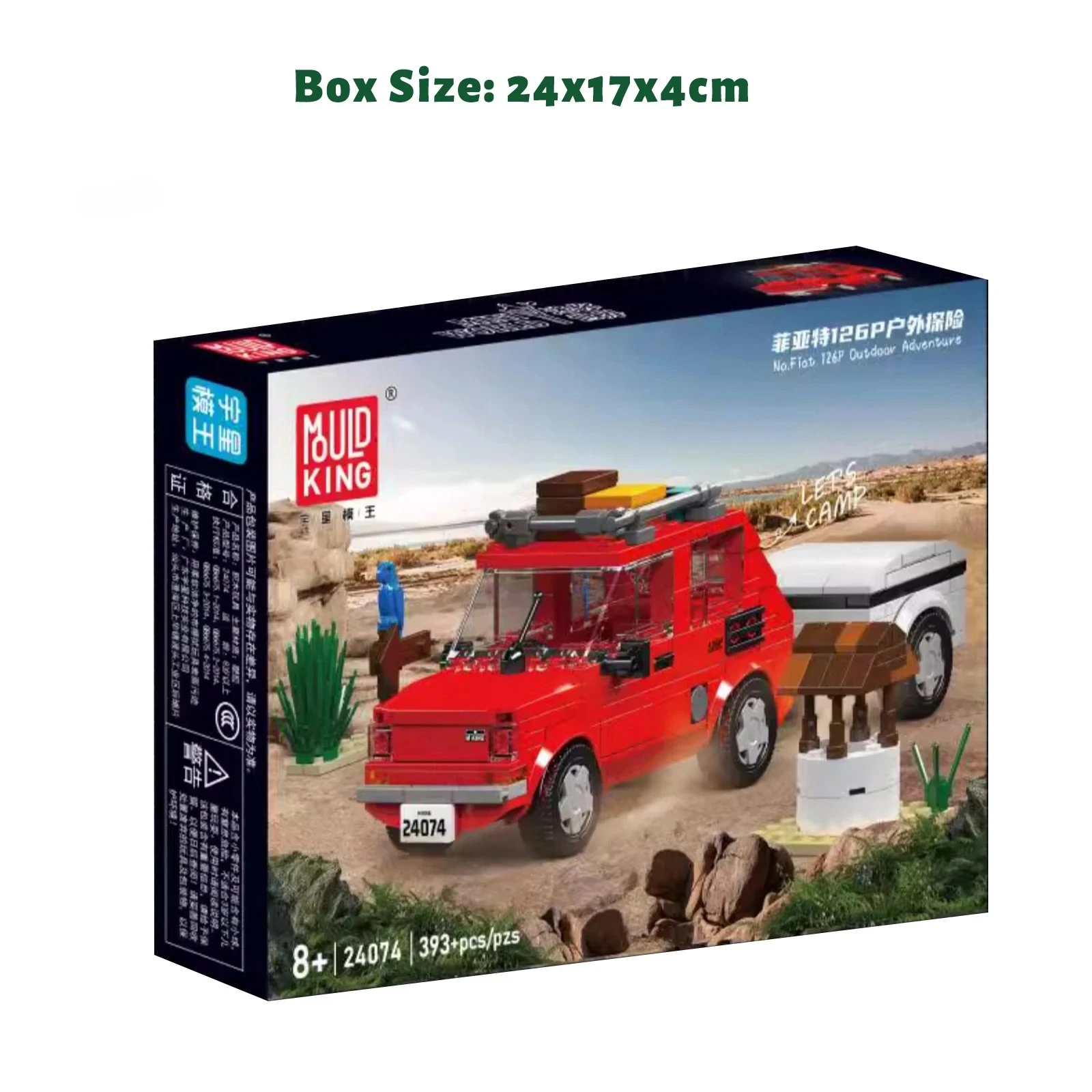 Mould King 24074 No.Fiat 126P blocs de construction d'aventure en plein air Mini voiture camping-car Van modèle enfants assemblage Puzzle jouet cadeau d'anniversaire