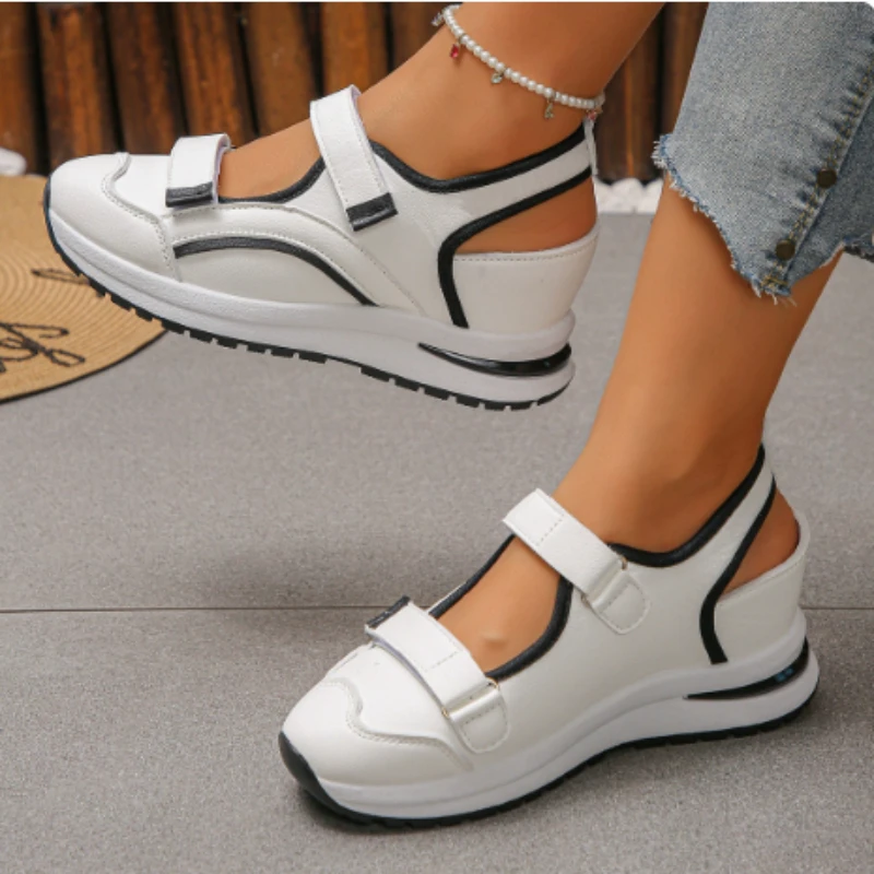 Nouvelles sandales compensées à talon haut pour femme, style Roma rétro, semelles épaisses, chaussures d'été pour la plage et les vacances, confortables pour l'extérieur