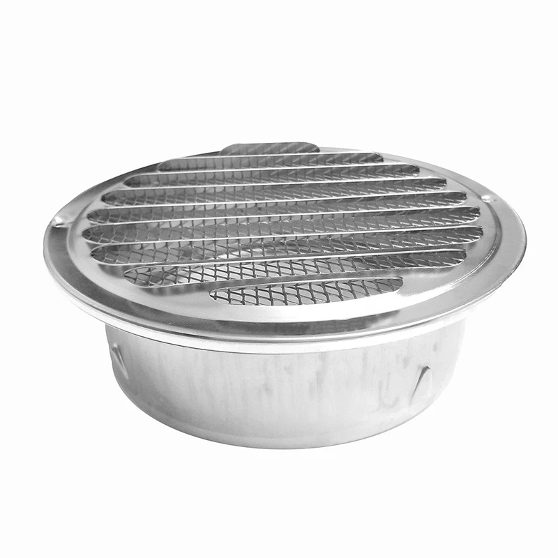 6 Inch Louvered Grille Cover Vent Hood Wall Air Vents With Built-In Fly Screen Mesh - 304 Stainless Steel Ventilation Outlet