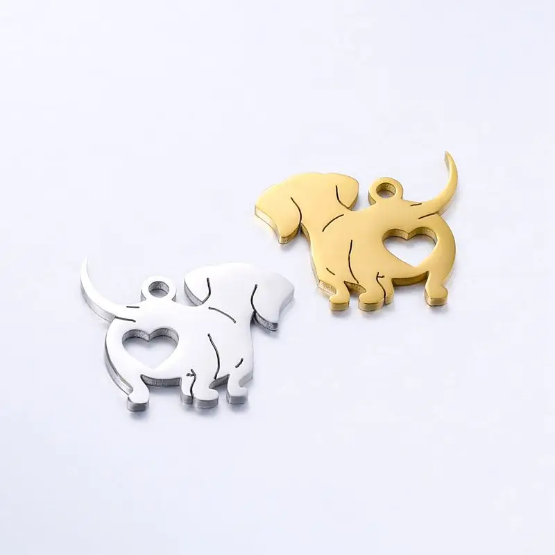 10pcs/lot 14*17mm Stainless Steel Lovely King Charles Hound Dog Charms Family Tewelry Pendants DIY Necklace Jewelry Making