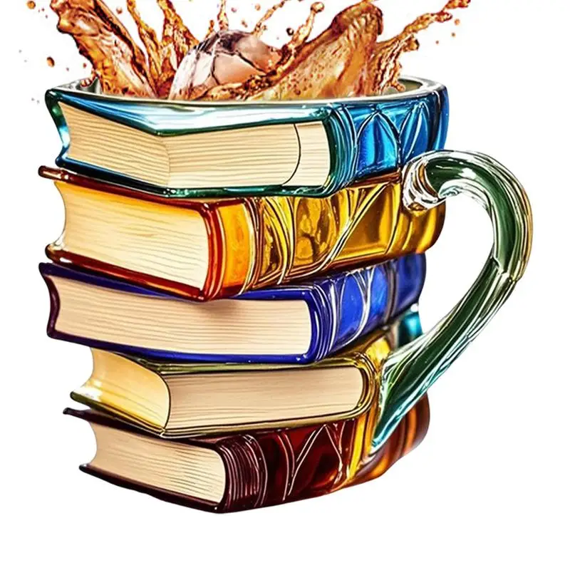 

Painted Book Mug Novelty 3d Painted Books Coffee Mug Unique Books Stack Coffee Cup Collection Gifts For Literature Lovers