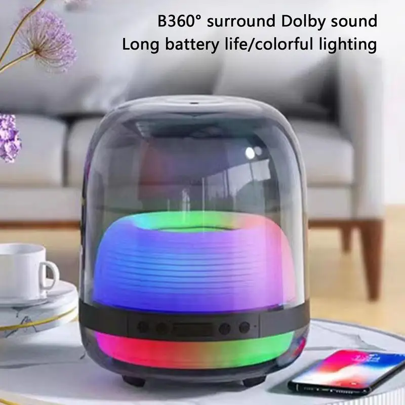 ลําโพงไร้สายสําหรับลําโพงไร้สายภายในบ้านพร้อมลําโพงไฟ LED เครื่องเล่นเพลงลําโพงซับวูฟเฟอร์เพลงความละเอียดสูง