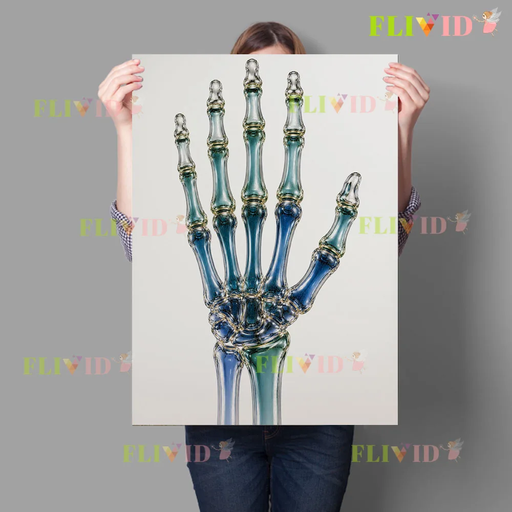 Glass‑Style Human Joint Anatomy Canvas Wall Art,Colorful Bone Skeleton Poster,Orthopedic Medical Print for Clinic Office Decor