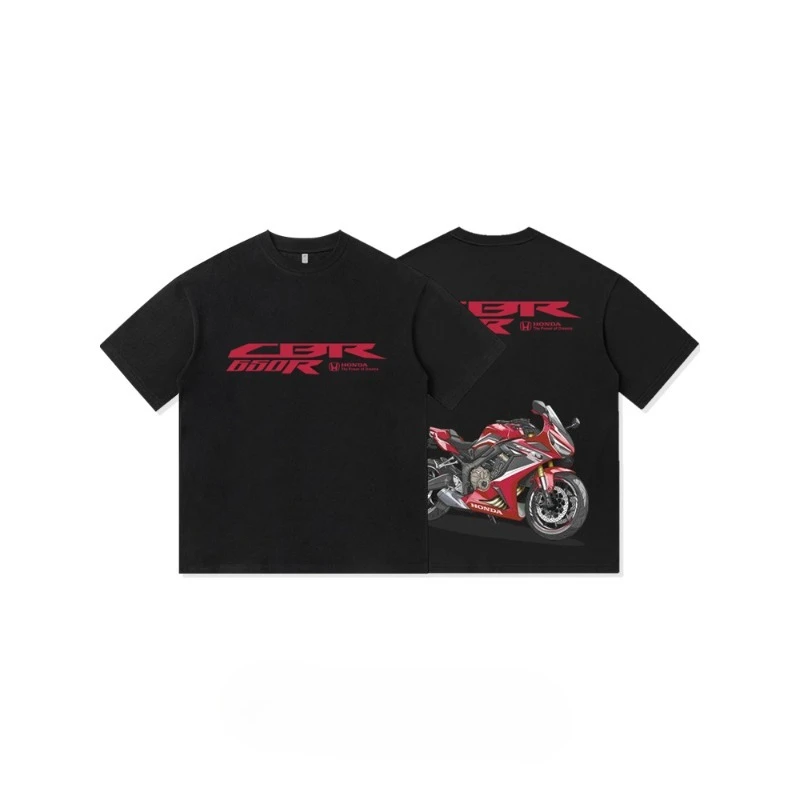 

Summer Honda CBR650R Motorcycle Modification Rider Equipment American Heavy-duty Pure Cotton Short-sleeved T-shirt Men's Print