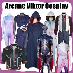 Game LOL Arcane Season 2 Viktor Cosplay Costume Cloak Belt Bodysuit Outfit Disguise Halloween New Year Party For Women Men Prop