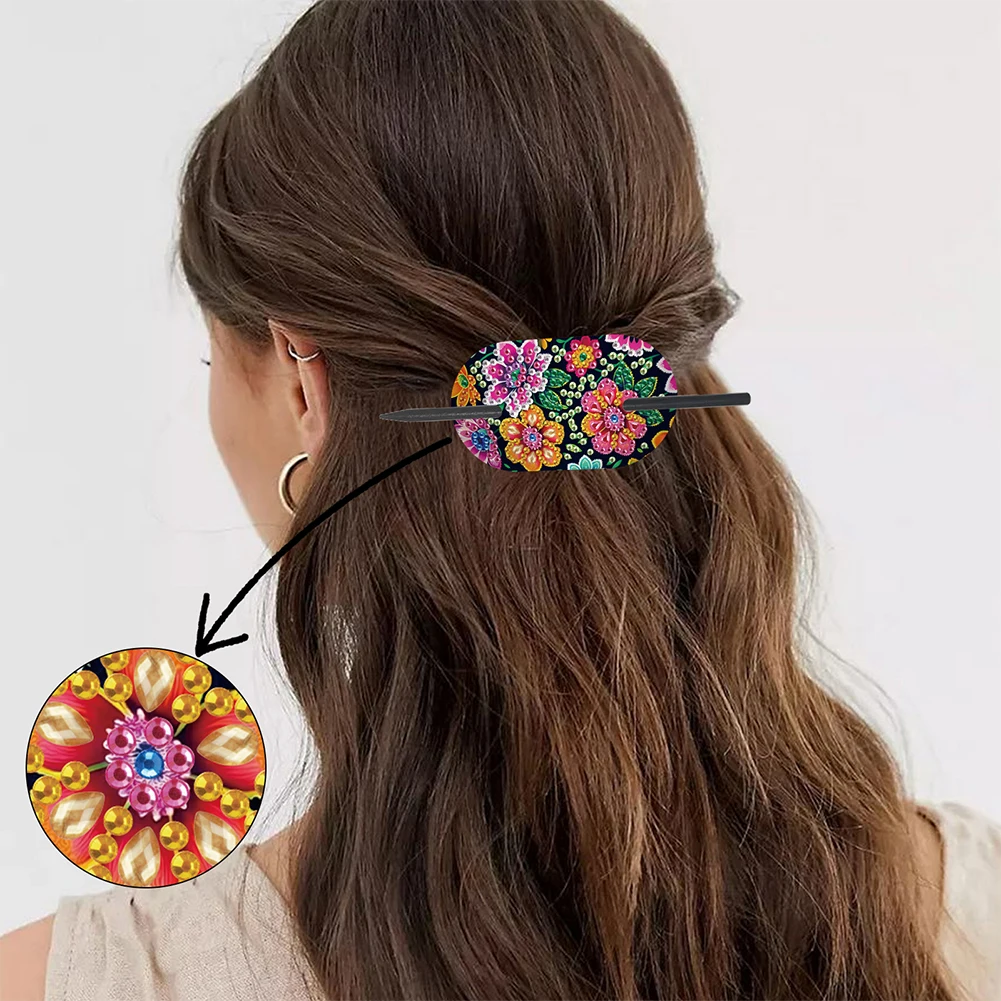 

8Pcs DIY Mandala Diamond Painting Ellipse Hairpin Kit Diamond Embroidery Hairpin