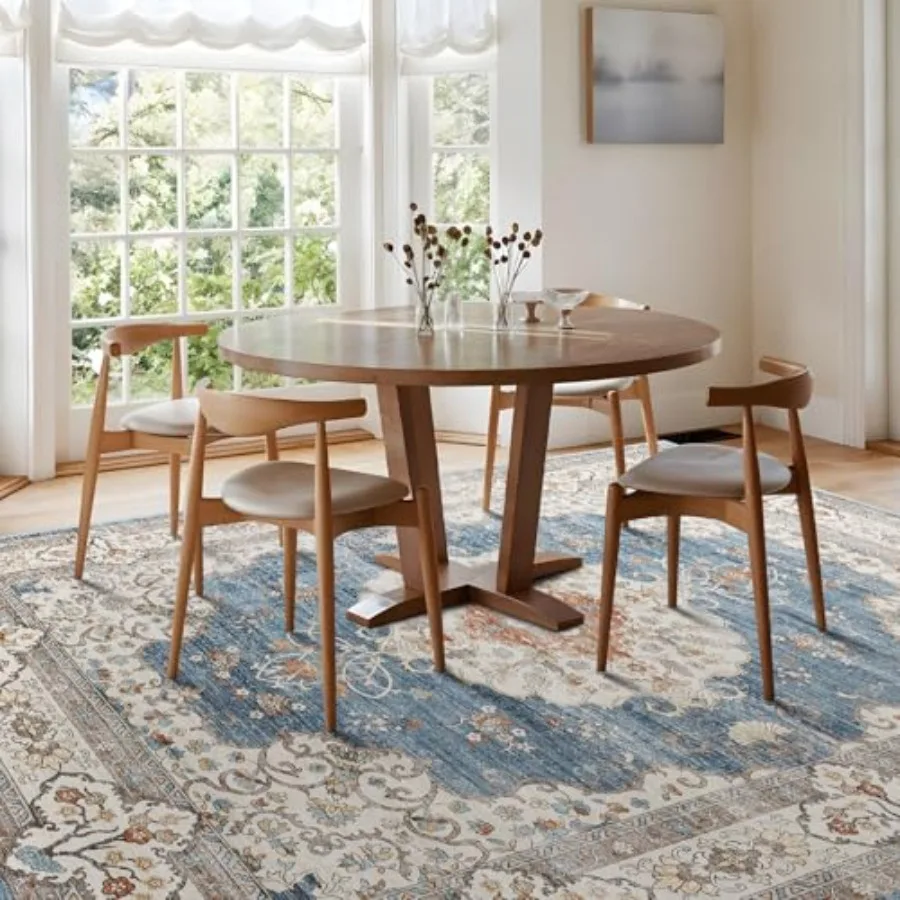 

Washable 10x14 Area Rug Large Rug for Living Room Stain Resistant Low Pile Carpet Vintage Oriental Rug for Bedroom with Non Sli