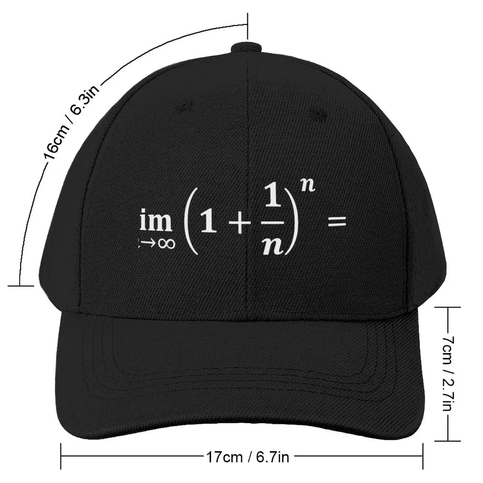 math equations: limit equals the exponential e, calculus and math Baseball Cap Sunscreen Snap Back Hat sun hat Men Caps Women'S