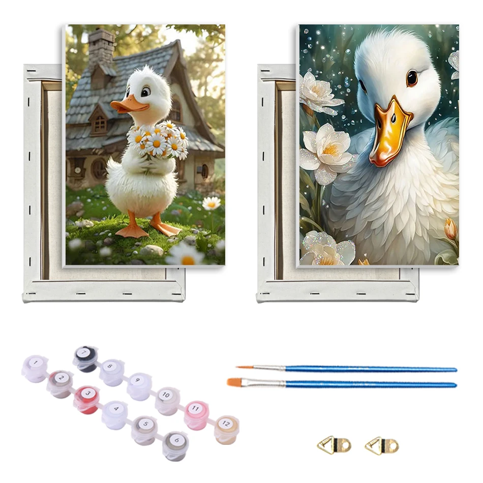

SDOYUNO Painting Paints By Numbers Easy Draw diy Watercolor For Beginner Animals duck Wall Art Picture Canvas 20x30cm With Frame