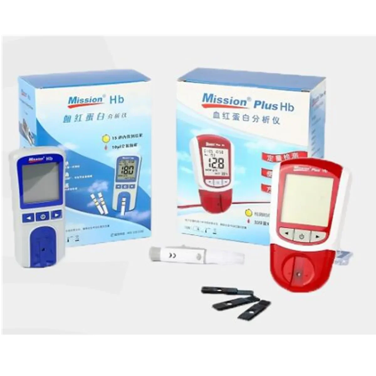 Mission Hb HCT Fast He-mo-globin Analyzer Machine and Strips